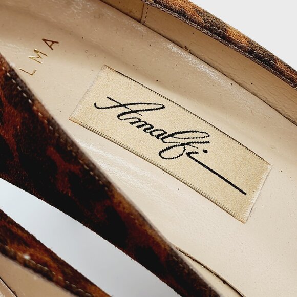 Amalfi Vilma Pumps Heels Womens Size 8.5B Leather Made In Italy Cheetah Print - Picture 4 of 9